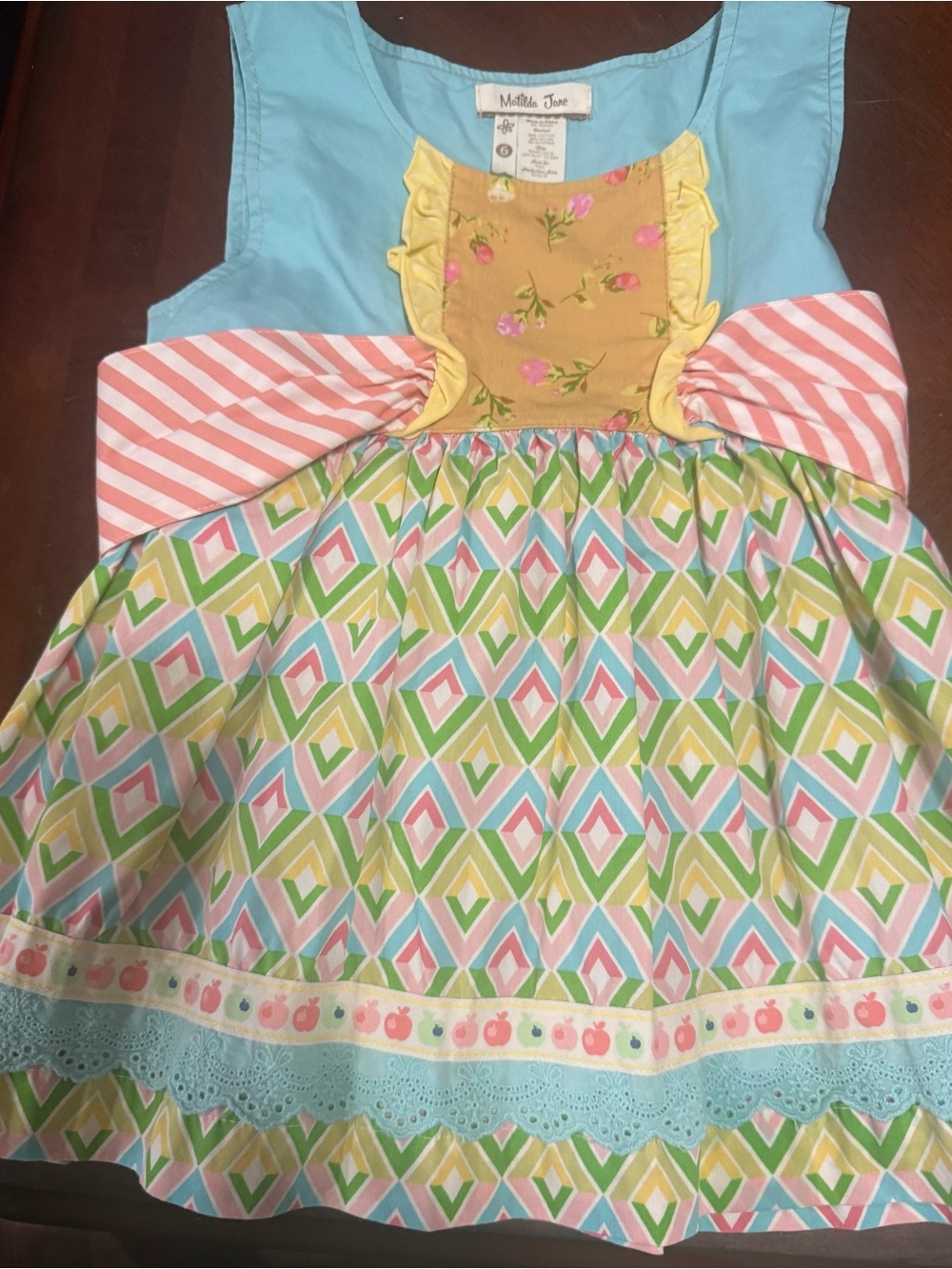 Matilda Jane Girls Floral shirt in Aqua and Mustard and yellow with Pink Flowers